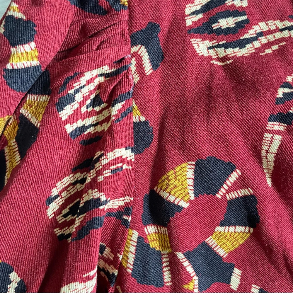 FARM Rio Burgundy Patterned Long Sleeve Mini Dress - Picture 16 of 16
